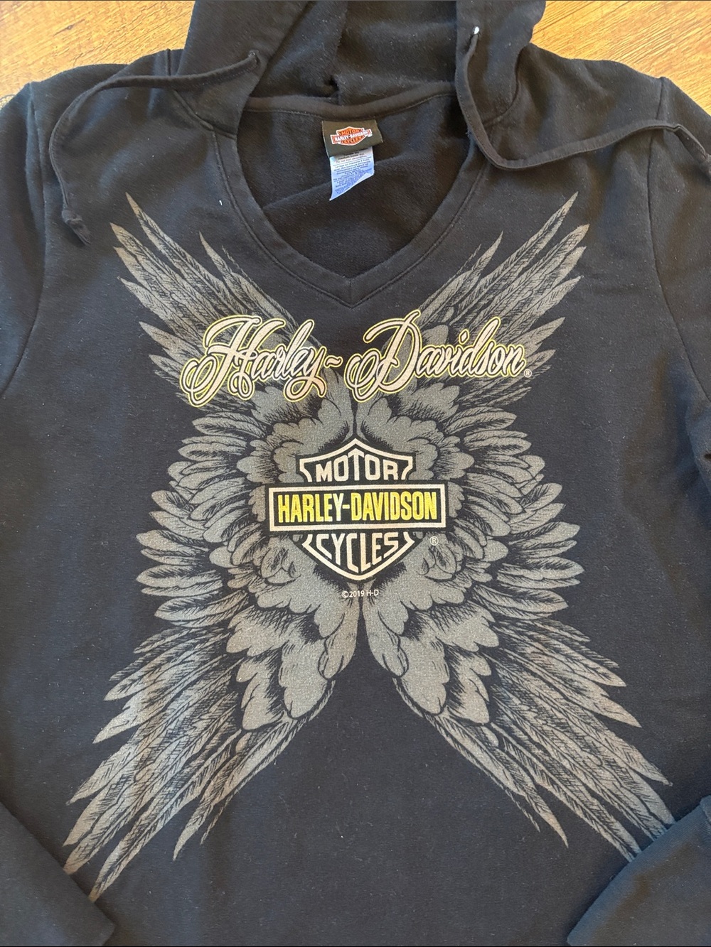 Harley-Davidson Black Hoodie with Winged Emblem - Picture 3 of 7